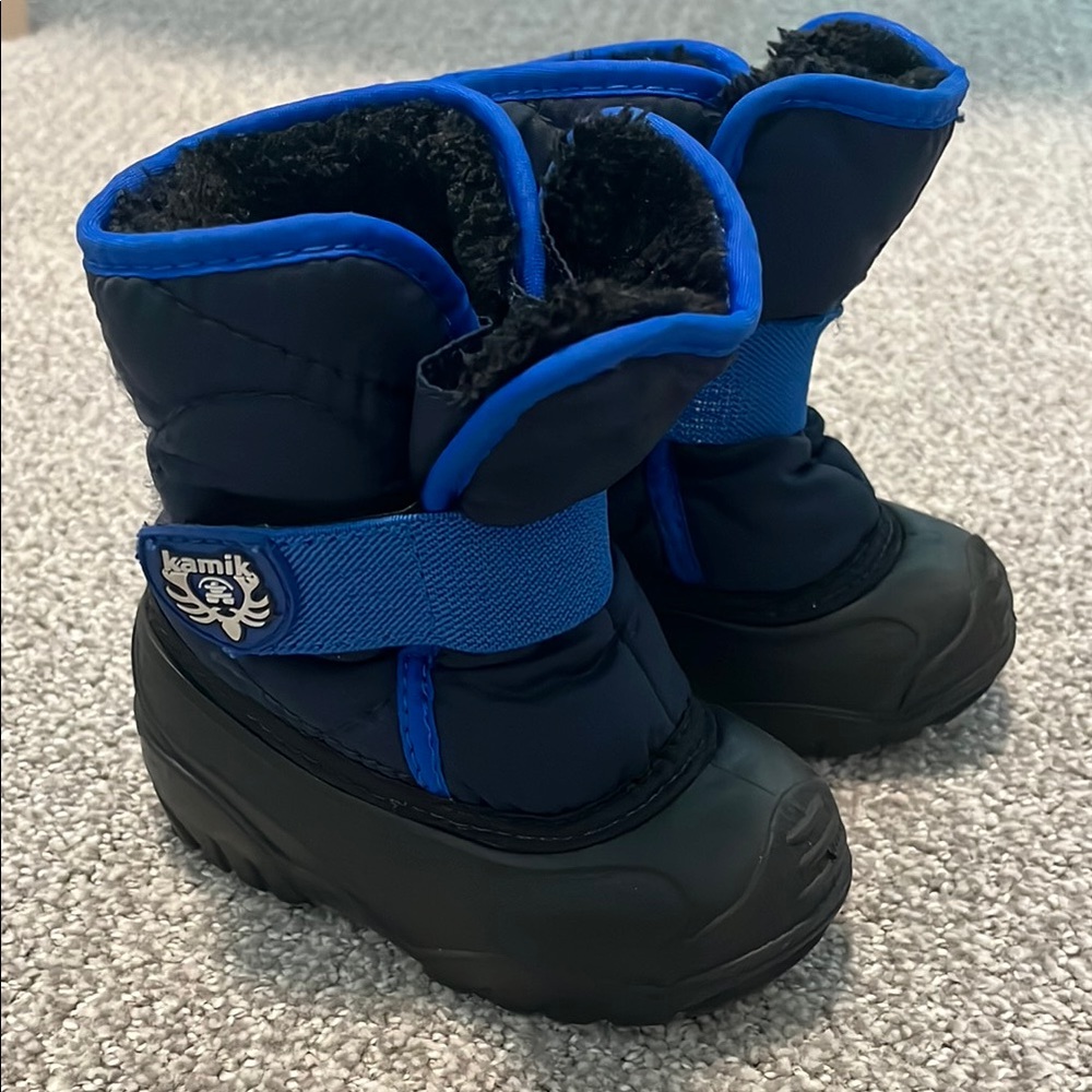 Kamik Blue and Black Baby or Toddler Rain & Snow Boots with Rubber Sole